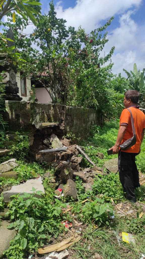 Tembok Merajan Jebol di Banjar Auman, Desa Pelaga, Kecamatan Petang Tanggal 11 Januari 2024